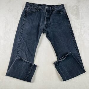 Levi's 501 Jeans Men 36x30 Black Denim Button Fly Straight‎ Mid Rise Comfort Y2K